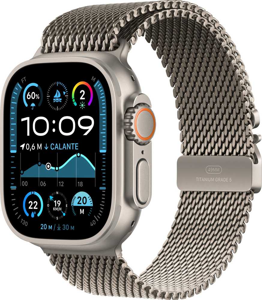 Išmanusis laikrodis Apple Watch Ultra 2 GPS + Cellular 49mm Natural Titanium Case Milanese Loop S Pilkas (MX4M3FD/A)