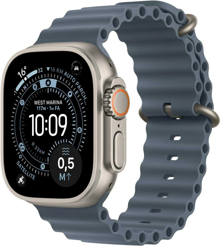 Išmanusis laikrodis Apple Watch Ultra 3 (2025) 5G 49mm Natural Titanium Case with Ocean Band – Anchor Mėlyna