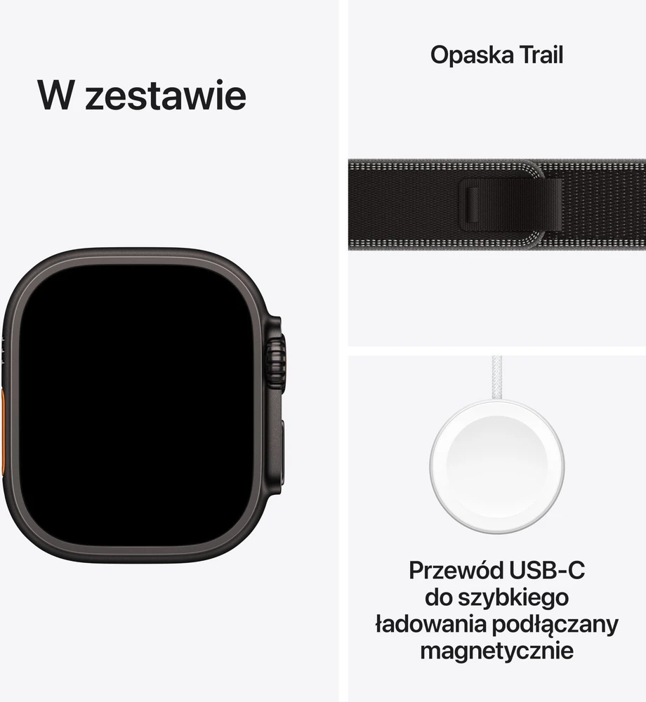 Išmanusis laikrodis Apple „Watch Ultra 3 GPS + Cellular“, 49 mm, juodas titano korpusas | Juodas „Trail Loop“ – S/M