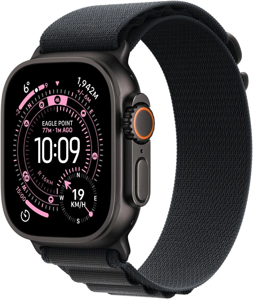 Išmanusis laikrodis Apple Watch Ultra 3 GPS + Cellular 49mm Juodas Titanium / Alpine Loop M Juodas (MF0V4QP-A)
