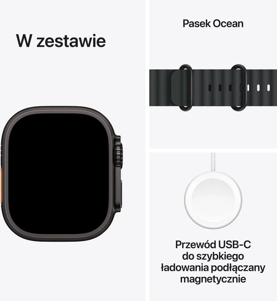 Išmanusis laikrodis Apple Watch Ultra 3 (2025) 5G 49mm Juodas Titanium Case with Ocean Band – Juodas