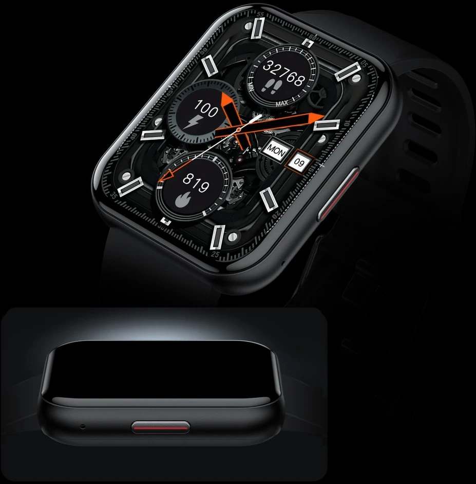 Išmanusis laikrodis Bemi SmartWatch Exo Juodas + Silikoninis dirželis Raudonas / Raudonas vynas