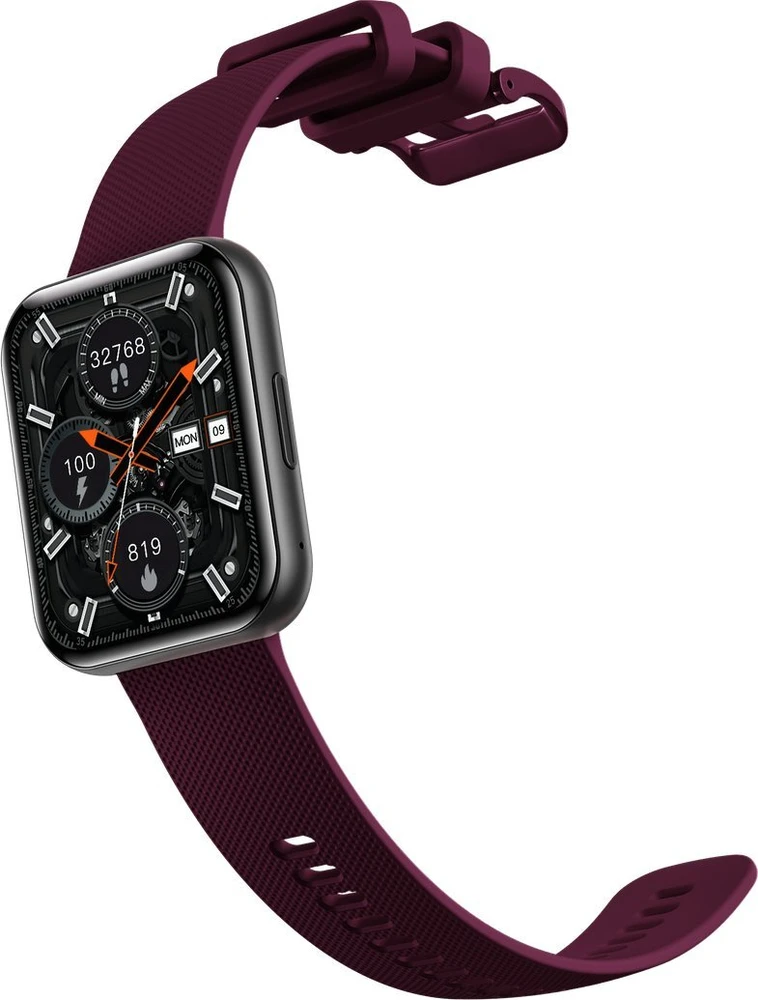 Išmanusis laikrodis Bemi SmartWatch Exo Juodas + Silikoninis dirželis Raudonas / Raudonas vynas