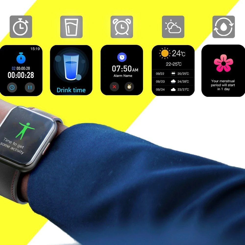 Išmanusis laikrodis Bemi SmartWatch Exo Juodas + Silikoninis dirželis Raudonas / Raudonas vynas