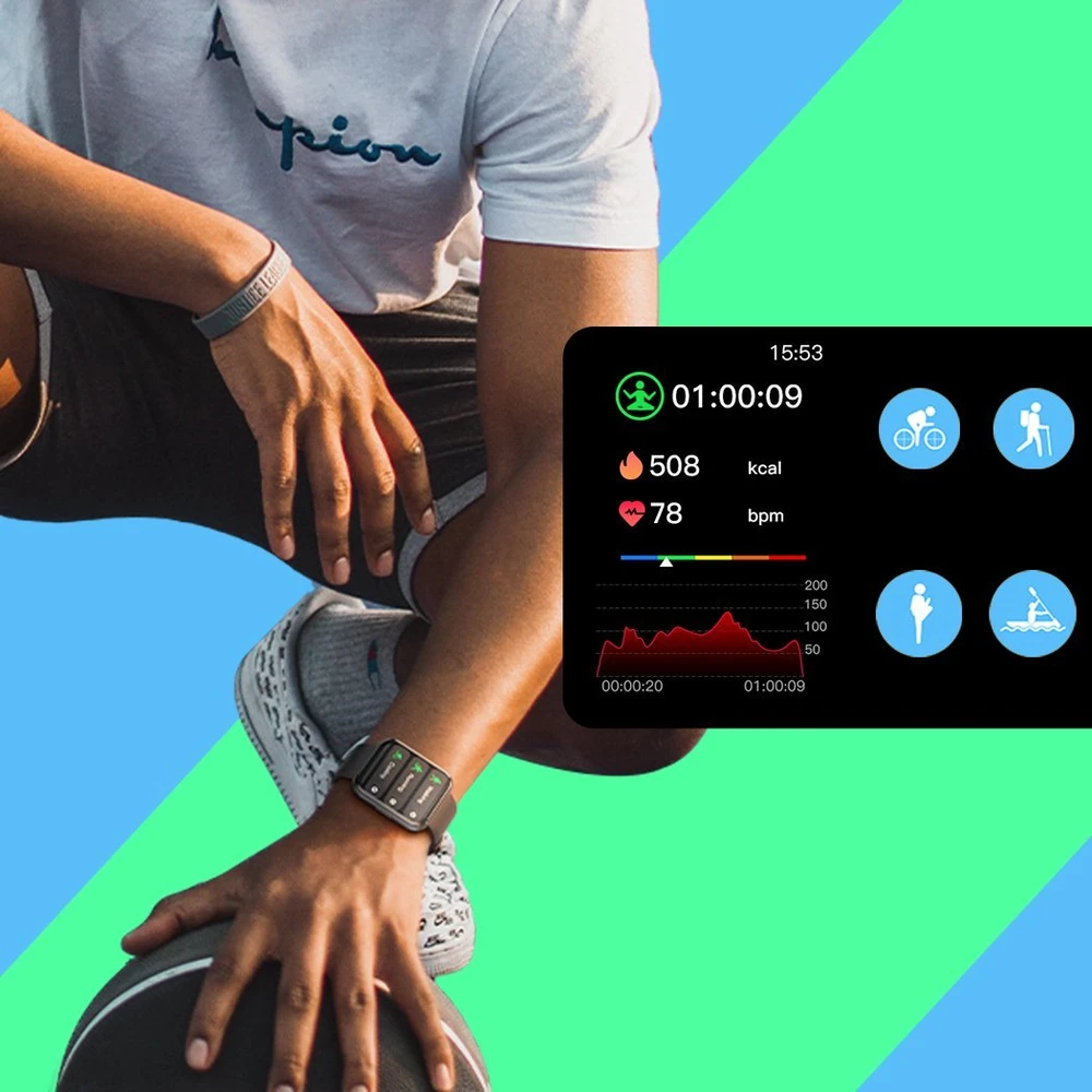 Išmanusis laikrodis Bemi SmartWatch Exo Juodas + Silikoninis dirželis Raudonas / Raudonas vynas