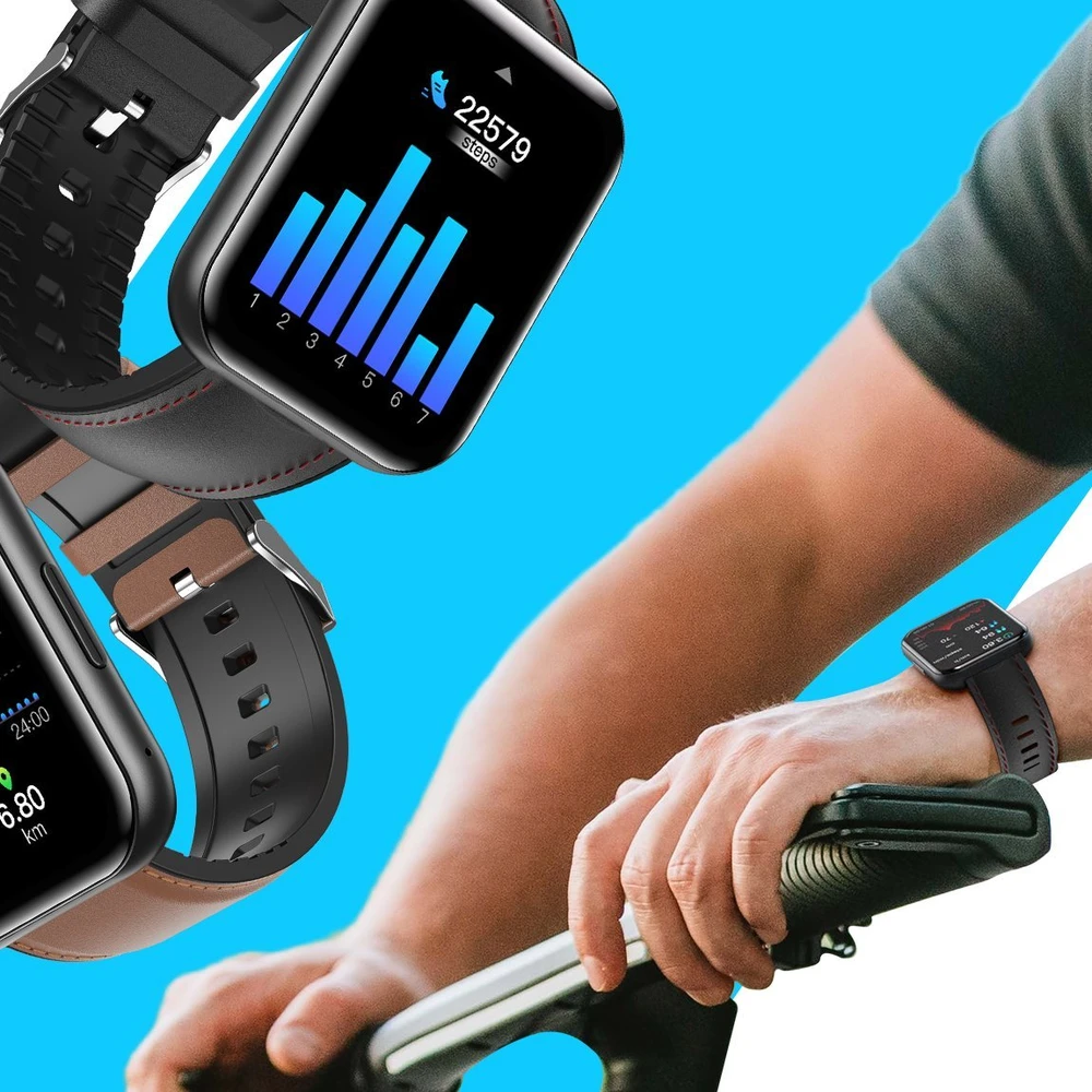 Išmanusis laikrodis Bemi SmartWatch Exo Juodas + Silikoninis dirželis Raudonas / Raudonas vynas