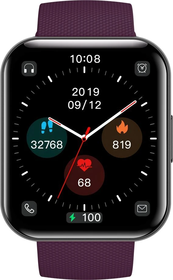 Išmanusis laikrodis Bemi SmartWatch Exo Juodas + Silikoninis dirželis Raudonas / Raudonas vynas