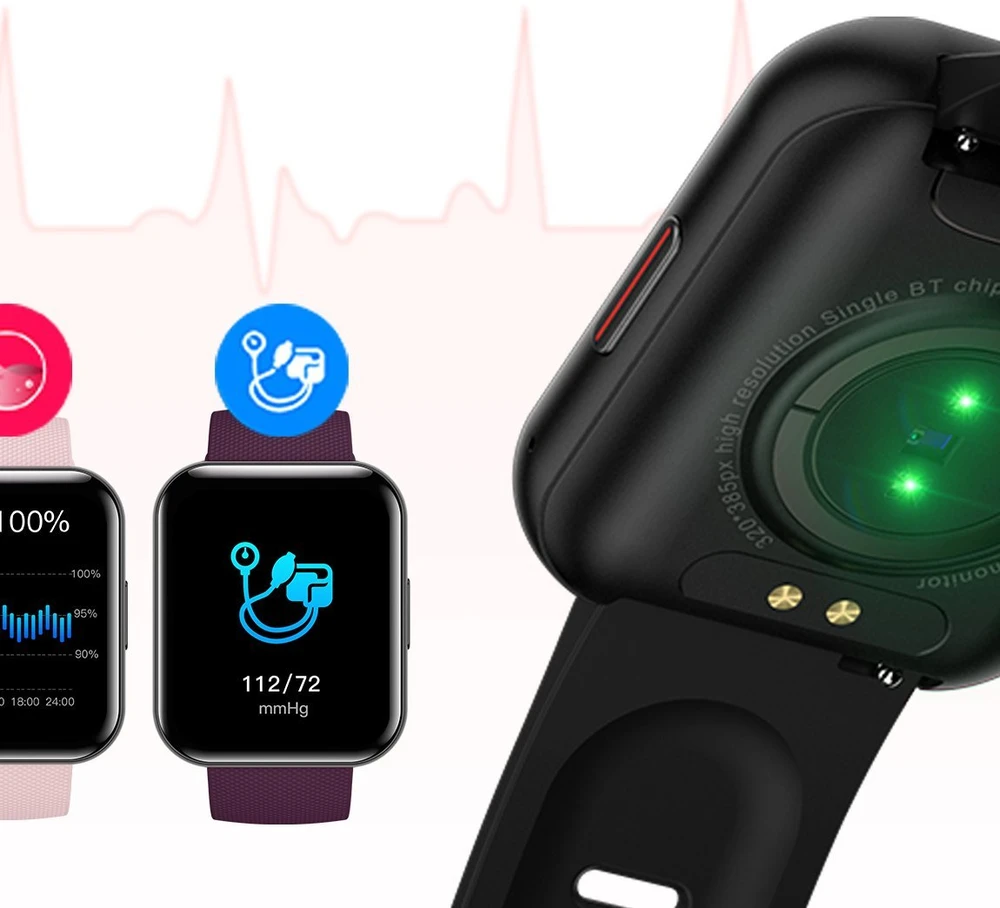 Išmanusis laikrodis Bemi SmartWatch Exo Juodas + Silikoninis dirželis Raudonas / Raudonas vynas