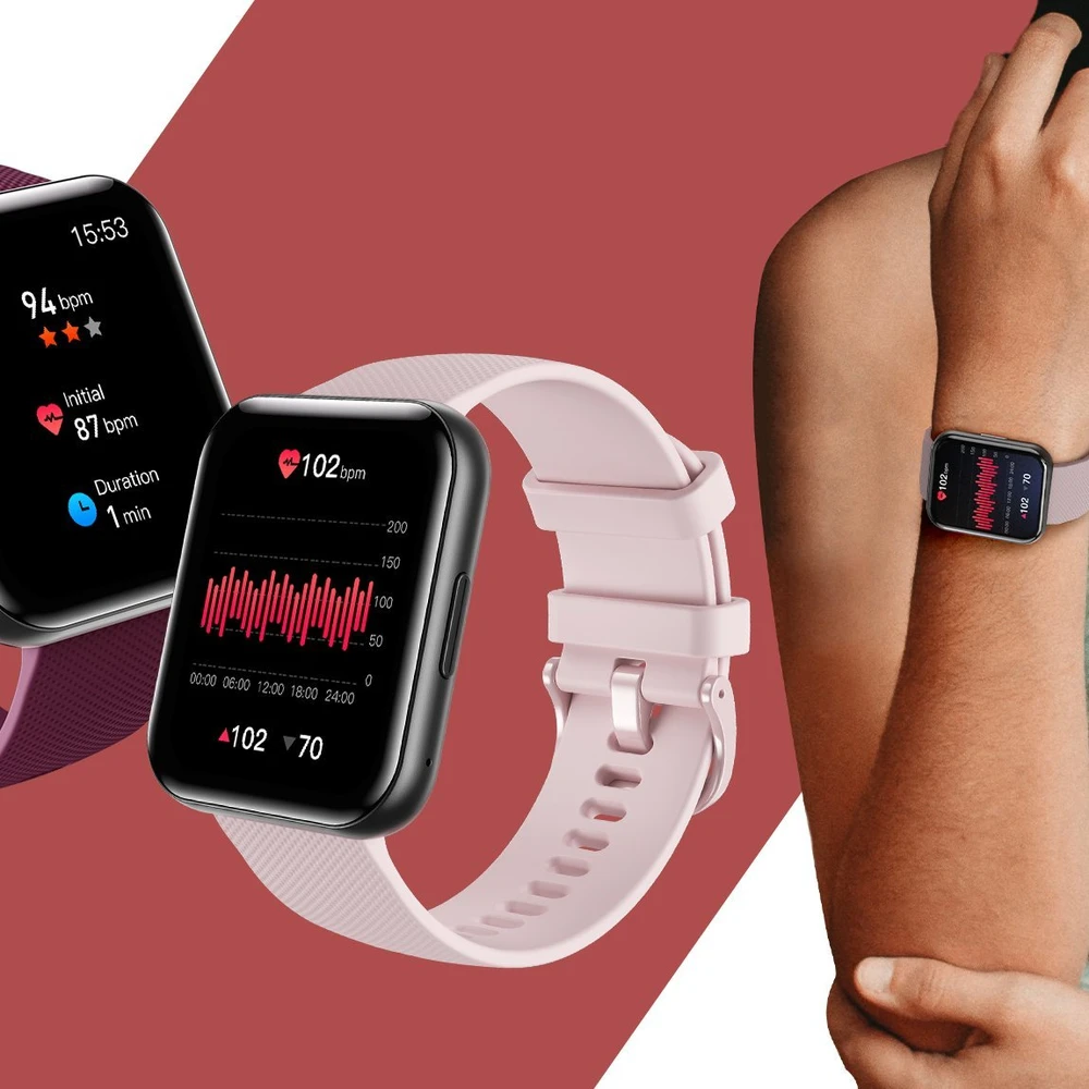 Išmanusis laikrodis Bemi SmartWatch Exo Juodas + Silikoninis dirželis Raudonas / Raudonas vynas
