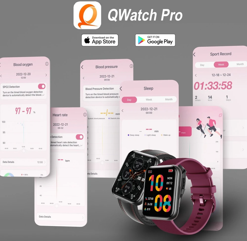Išmanusis laikrodis Bemi SmartWatch Exo Juodas + Silikoninis dirželis Raudonas / Raudonas vynas