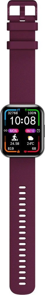 Išmanusis laikrodis Bemi SmartWatch Exo Juodas + Silikoninis dirželis Raudonas / Raudonas vynas