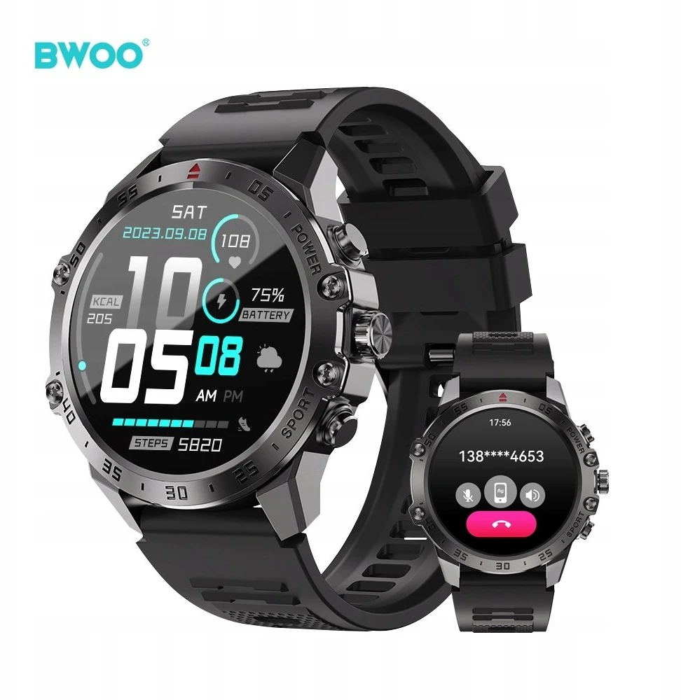 BWOO išmanusis laikrodis WA-08 1.43” AMOLED juodas