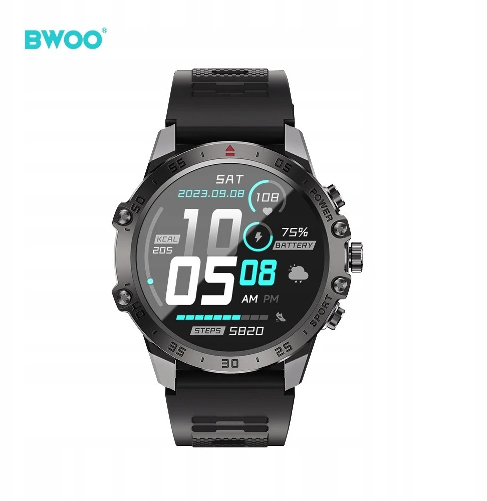BWOO išmanusis laikrodis WA-08 1.43” AMOLED juodas