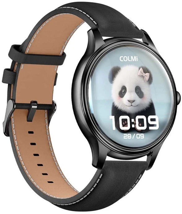 Išmanusis laikrodis COLMI L28 Smart Watch (juodas silicone + juodas leather strap)