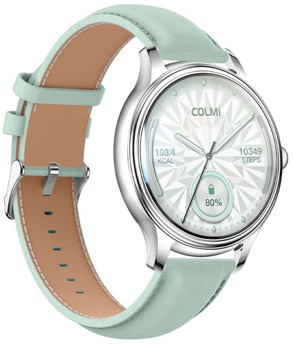 Išmanusis laikrodis COLMI L28 Smart Watch (Sidabrinis-žalias + žalias leather strap)