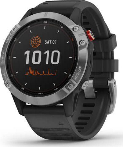 Išmanusis laikrodis Garmin fenix 6 Solar, Sidabro spalvos su juodu dirželiu  | Varle.lt