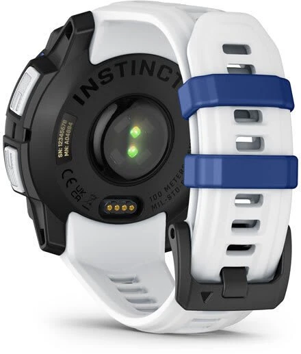 Išmanusis laikrodis Garmin Instinct® 3 – 45 mm, Solar, Baltojo akmens spalvos su baltojo akmens spalvos / mėlynu dirželiu