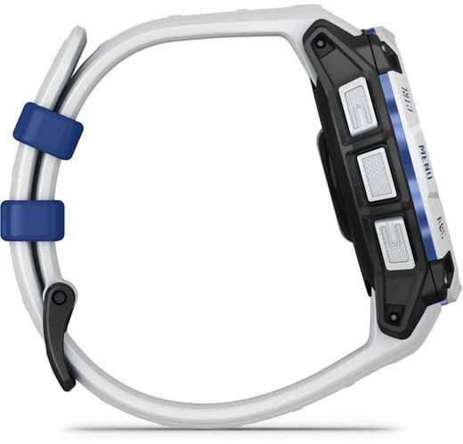 Išmanusis laikrodis Garmin Instinct® 3 – 45 mm, Solar, Baltojo akmens spalvos su baltojo akmens spalvos / mėlynu dirželiu