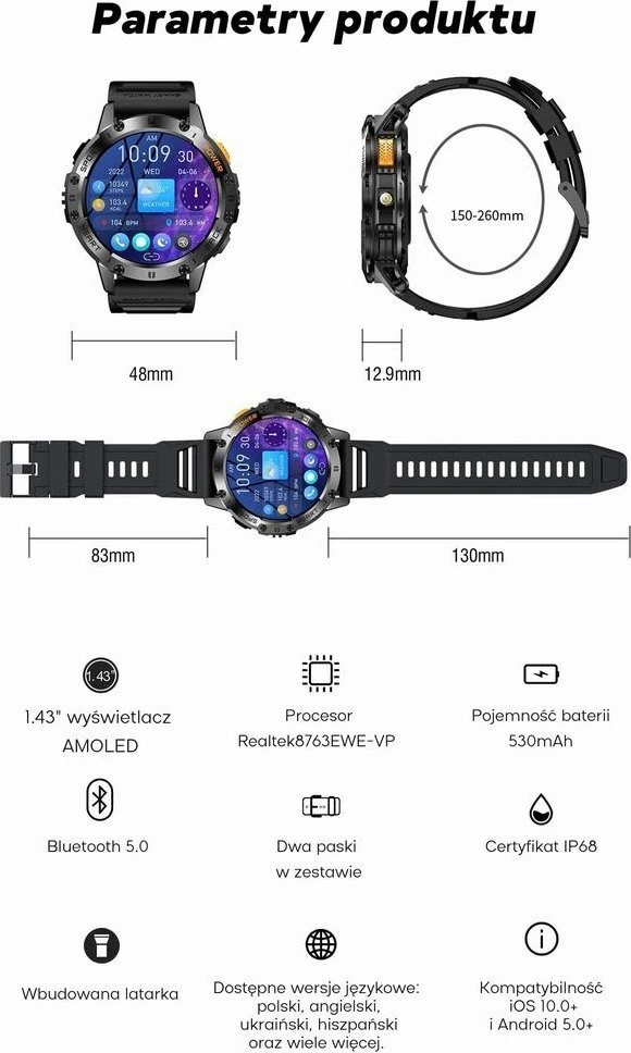 GRAVITY GT22-1 MEN'S Išmanusis laikrodis - AMOLED, ADDITIONAL BELT (sg030a)