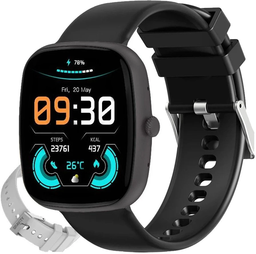 Išmanusis laikrodis UNISEX GRAVITY GT18-10 - BLUETOOTH POKALBIAI, PAPILDOMAS DIRŽELIS (sg036j)