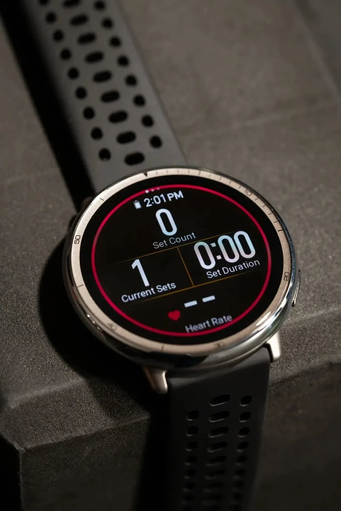 Išmanusis laikrodis - Amazfit Active 2, Sidabrinės spalvos korpusas su juodos spalvos odiniu diželiu