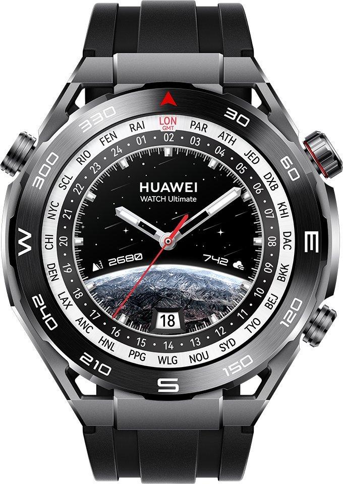 Išmanusis laikrodis Huawei Watch Ultimate Expedition, Sidabrinės ir juodos spalvos korpusas su juodu dirželiu