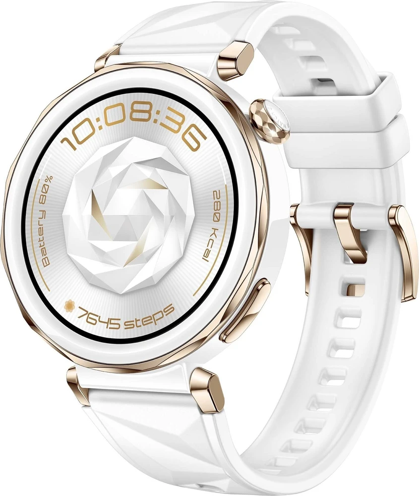Išmanusis laikrodis Huawei Watch GT 5 Pro Active (42 mm), Sidabrinės spalvos korpusas su baltos spalvos dirželiu