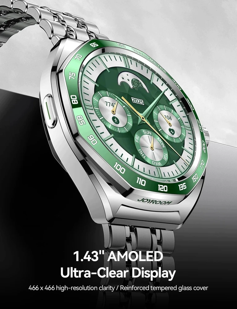 Išmanusis laikrodis Joyroom Venture Series JR-FV2 Pro AMOLED 1,43'' 5 ATM su funkcija rozmów - sidabrinė (6956116791100)