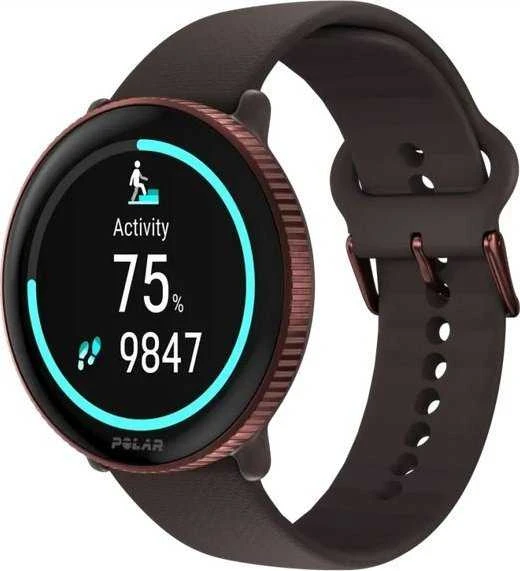 Išmanusis laikrodis Polar Ignite 3 Titanium, S-L dydžio, Juodos spalvos korpusas su rudos spalvos odiniu dirželiu (komplektacijoje papildomai juodos spalvos silikoninis dirželis)