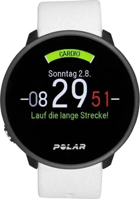 Išmanusis laikrodis Polar Unite, S-L dydžio, Juodos spalvos korpusas su baltos spalvos silikoniniu dirželiu