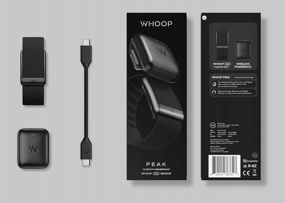 Išmanusis laikrodis WHOOP 5.0 Peak Health and Fitness Tracker – 12-Month Membership, Obsidian