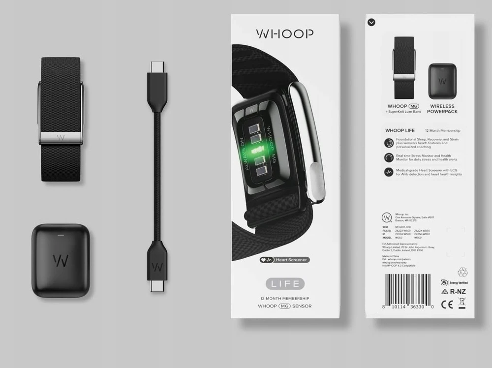 Išmanusis laikrodis WHOOP MG Life 5.0, One Health and Fitness Tracker, 12 Month Membership, Jet Juodas