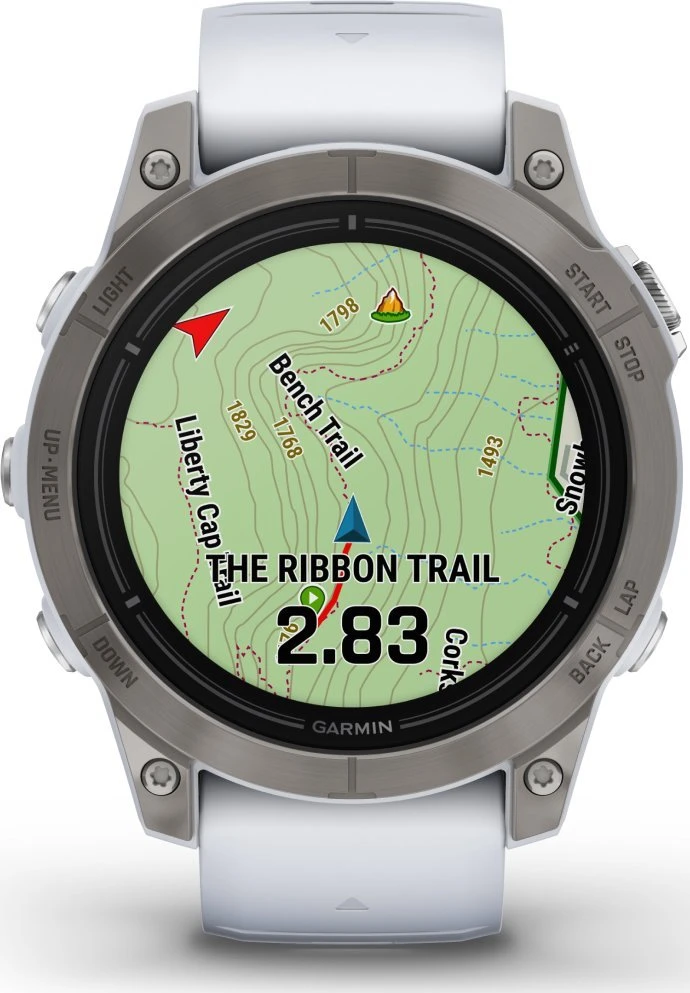 Išmanusis laikrodis Garmin epix™ Pro (Gen 2) – Sapphire Edition, 47 mm, Titano spalvos korpusas su baltos spalvos dirželiu