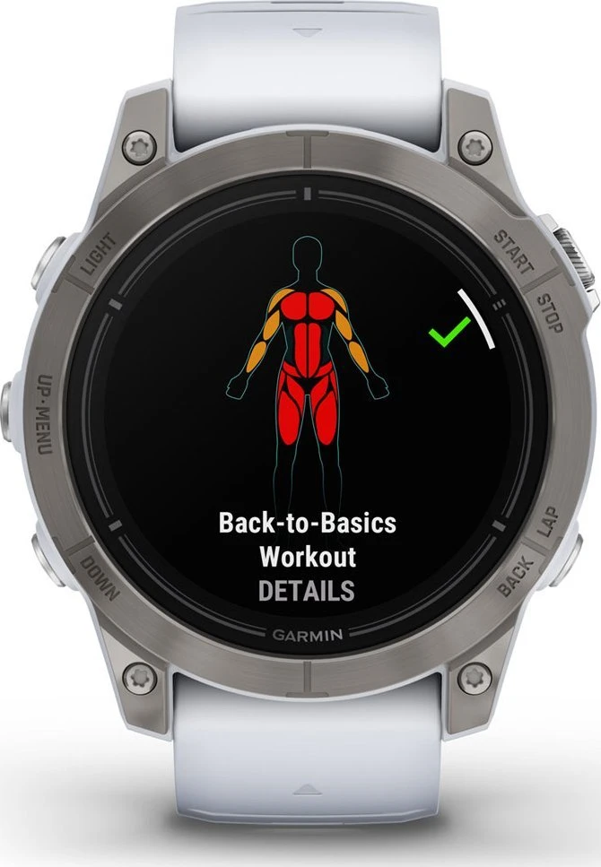 Išmanusis laikrodis Garmin epix™ Pro (Gen 2) – Sapphire Edition, 47 mm, Titano spalvos korpusas su baltos spalvos dirželiu
