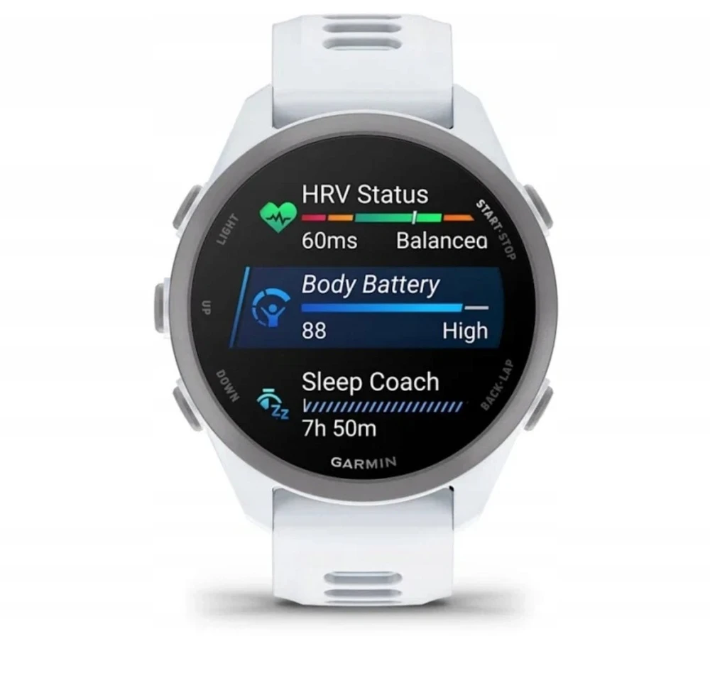 „Garmin Forerunner 170 Music“ išmanusis laikrodis, akmens baltumo
