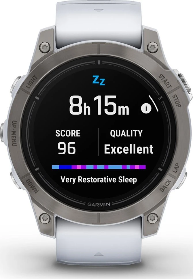 Išmanusis laikrodis Garmin epix™ Pro (Gen 2) – Sapphire Edition, 47 mm, Titano spalvos korpusas su baltos spalvos dirželiu