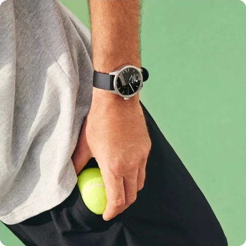 Išmanusis laikrodis Withings Scanwatch 2, 42 mm,  Sidabrinės spalvos korpusas su juodos spalvos dirželiu