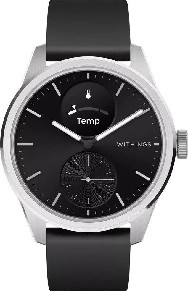 Išmanusis laikrodis Withings Scanwatch 2, 42 mm,  Sidabrinės spalvos korpusas su juodos spalvos dirželiu
