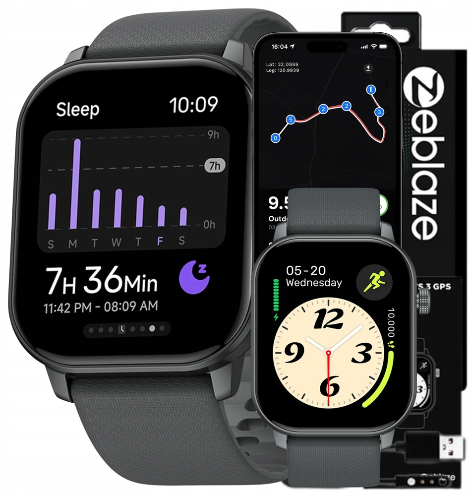 „Zeblaze GTS 3“ GPS išmanusis laikrodis (pilkos spalvos)
