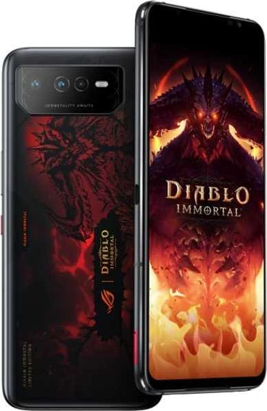 Asus ROG Phone 6 Diablo Immortal Edition Hellfire Raudona, 6.78", AMOLED, 1080 x 2448 pikselių, Qualcomm SM8475, Snapdragon 8+ Gen 1 (4nm), vidinė RAM 16 GB, 512 GB, Dvi SIM, 3G, Nano-SIM4G , 5G, pagrindinė kamera 50+13+5 MP, antrinė kamera 12 MP, „Android“, 12, 6000 mAh