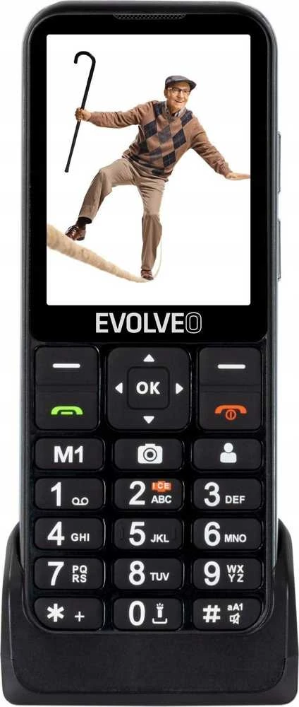 Mobilusis telefonas Evolveo EasyPhone LT mobilusis telefonas senjorams su pakroveju juoda