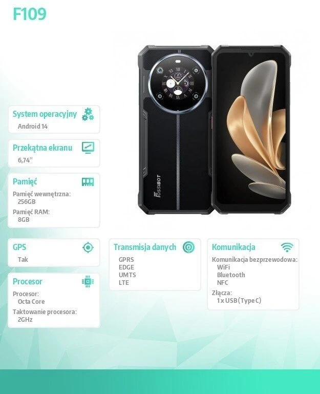 Fossibot Išmanusis telefonas f109 juodas ch