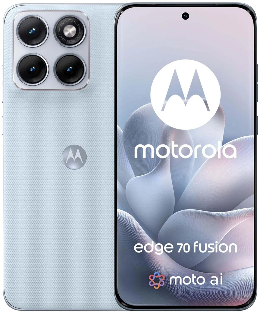 „Motorola edge 70 fusion“ 17,2 cm (6,78 colio) dviejų SIM kortelių „Android 16.0“ 5G USB C tipo 12 GB 256 GB 7000 mAh Šviesusis Mėlyna