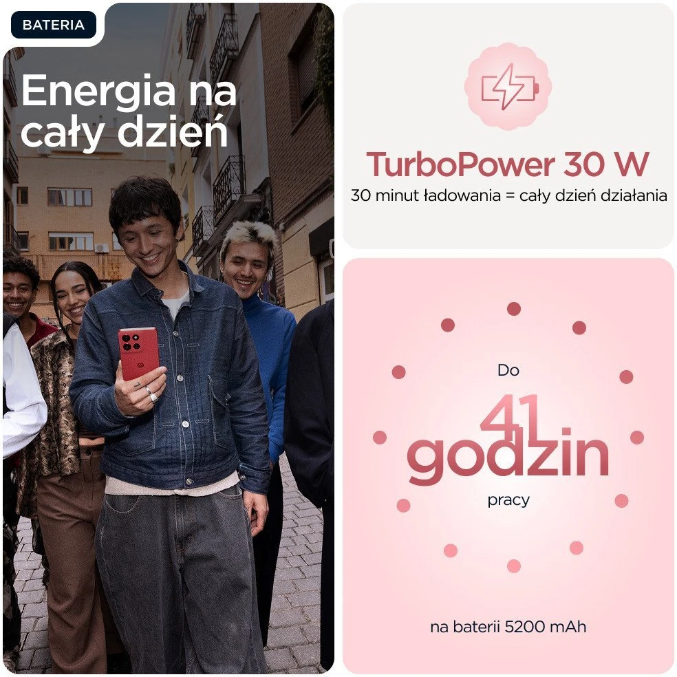 Motorola „Moto G86 Power 5G“ 12/256 GB išmanusis telefonas, „Pantone Chrysanthemum“ (rožinės spalvos)