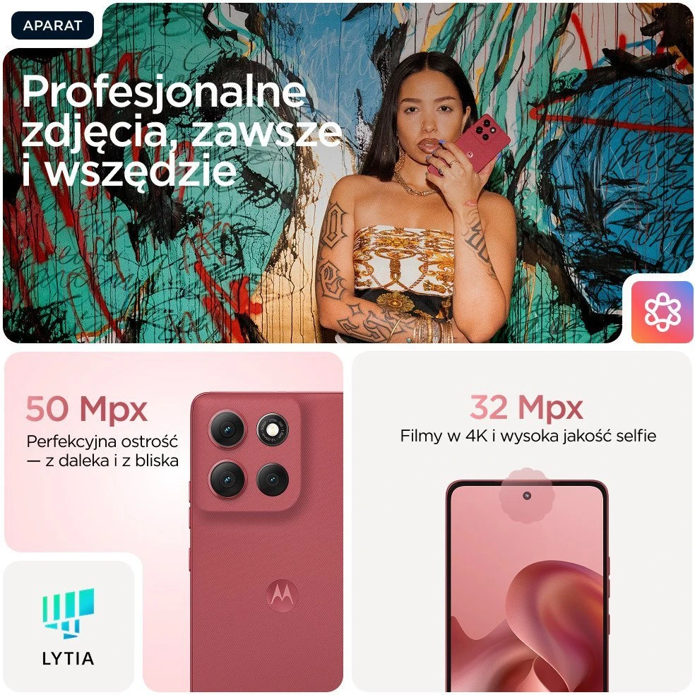 Motorola „Moto G86 Power 5G“ 12/256 GB išmanusis telefonas, „Pantone Chrysanthemum“ (rožinės spalvos)