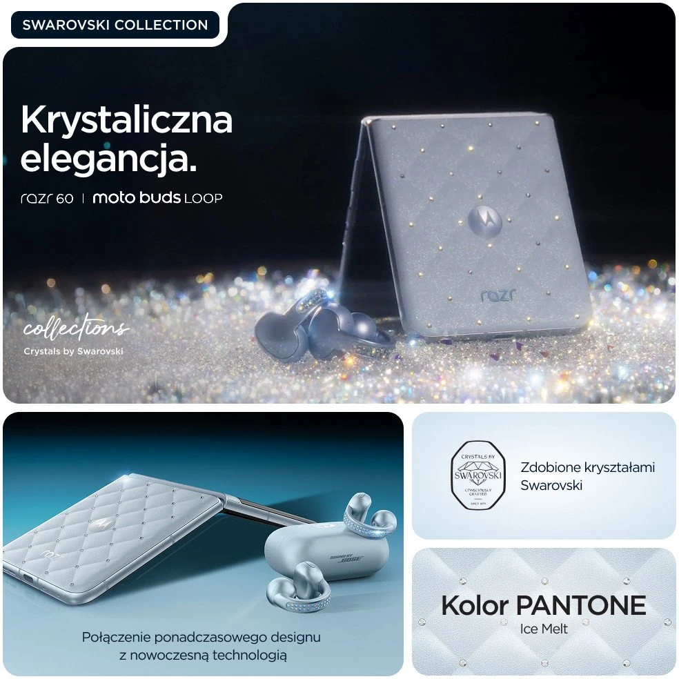 Išmanusis telefonas Motorola razr60 + Buds Loop Bundle Swarovski Edition