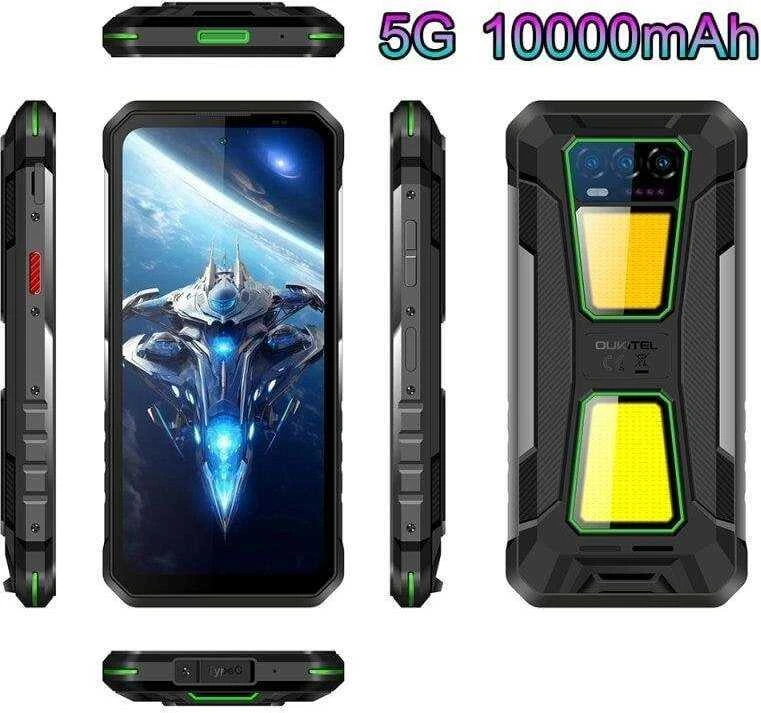 Oukitel WP58 Pro 6,7″ Išmanusis telefonas Dual SIM Android 15 5G USB Type-C 8 GB 512 GB 10000 mAh Juodas, Žalias