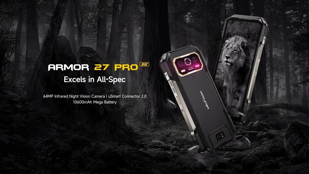 Mobilus telefonas - ULEFONE ARMOR 27 PRO 12GB RAM 256GB 5G 50MP Juodas