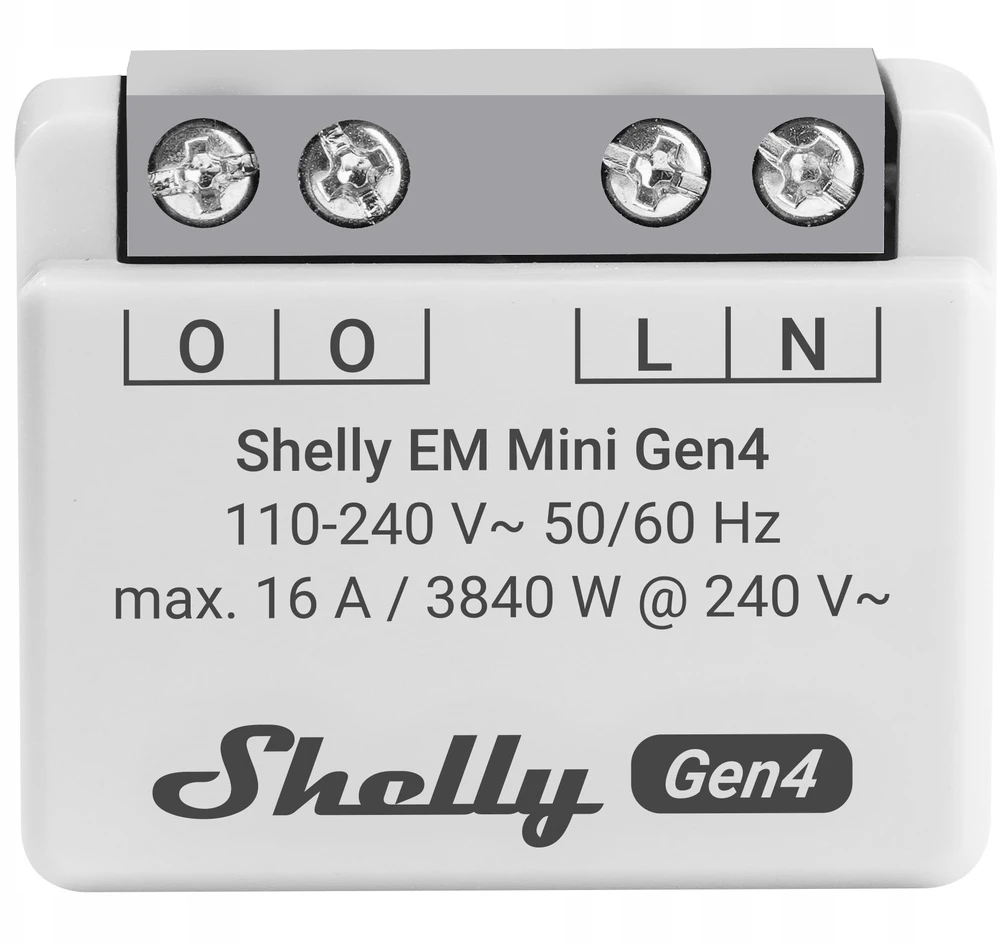 Shelly EM Mini Gen4 galios matuoklio modulis 16A (WiFi, Bluetooth, Zigbee, Matter)