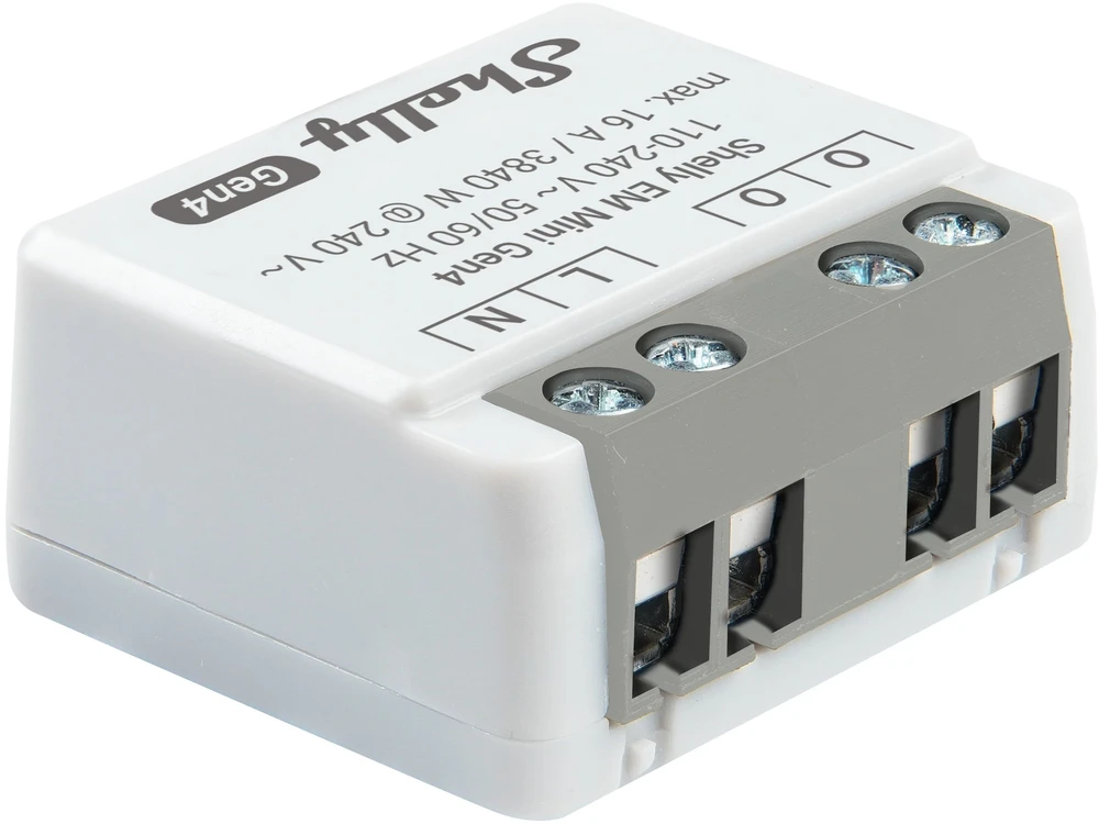 Shelly EM Mini Gen4 galios matuoklio modulis 16A (WiFi, Bluetooth, Zigbee, Matter)